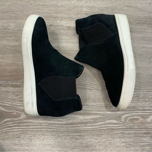 Steve Madden Sultan Womens Wedgie Sneakers Stretchy Sides 9M in Black Suede - Picture 6 of 6